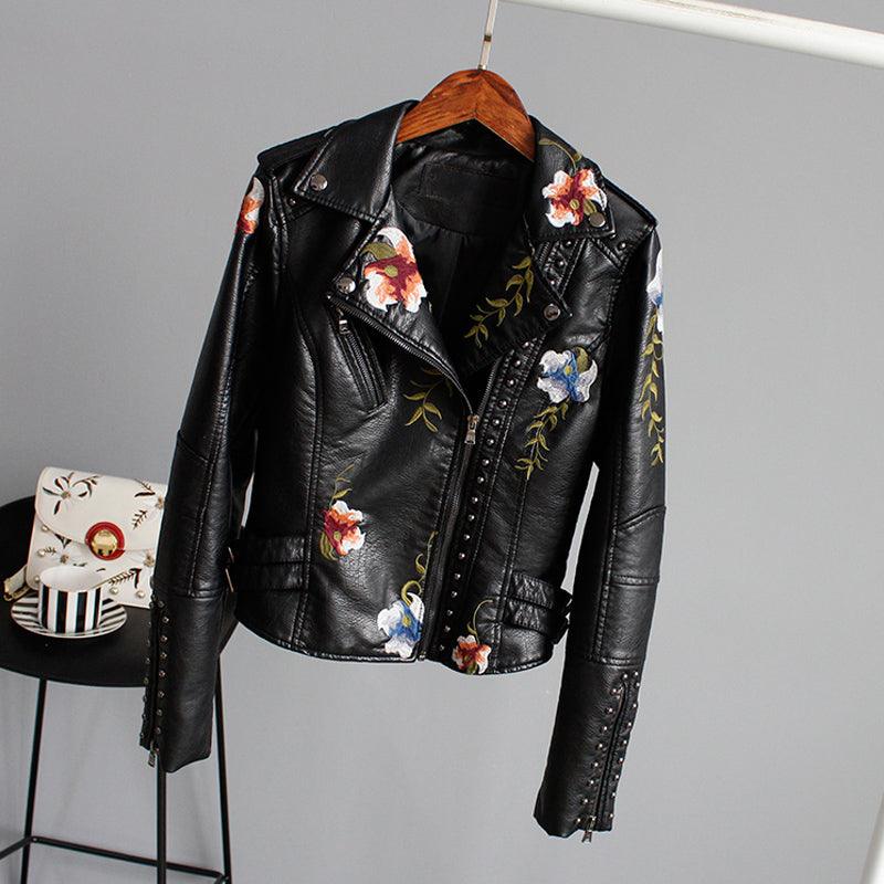 Ella Floral Leather Jacket